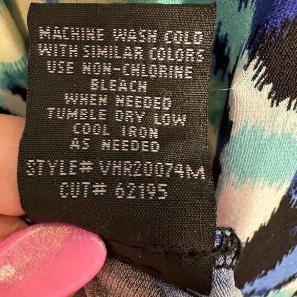 Connected Apparel Multicolor Round Neck Ruched Waist Stretch Sheath Dress Sz 12 - Picture 7 of 9